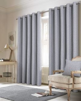 Ludlow Grey Blackout Ready Made Eyelet Curtains
