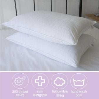 Luxury 300 Thread Cotton Count Support Foam Core Pillow Pair