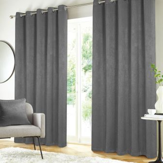 Mallory Blockout Grey Ready Made Eyelet Curtains