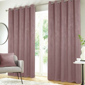 Mallory Pink Blockout Ready Made Eyelet Curtains