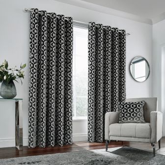 Maxim Silver Interlined Thermal Ready Made Eyelet Curtains