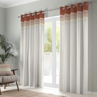 Montage Terracotta Ready Made Eyelet Curtains