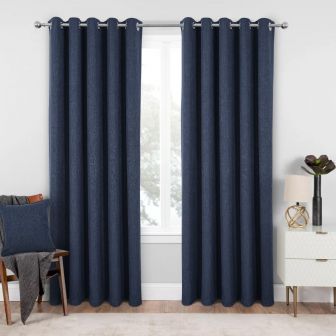 Newport Navy Blackout Ready Made Eyelet Curtains