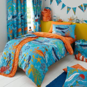 Ocean Friends Blue Cotton Mix Duvet Cover Set