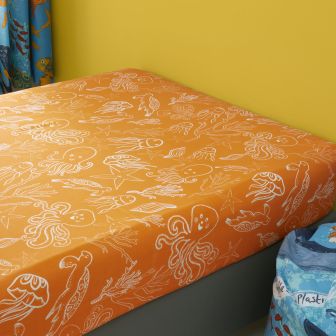 Ocean Friends Orange Cotton Mix Fitted Sheet Range