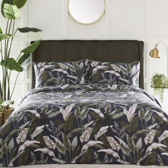 Olive Botanical Green Cotton Mix Duvet Cover Set