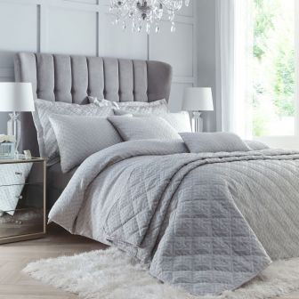 Olympia Silver Cotton Mix Duvet Set