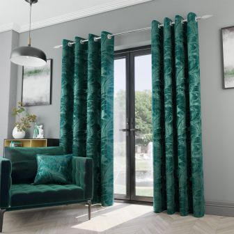 Palm Court Green Ready Made Eyelet Curtains