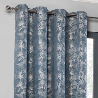  Palma Silver Ready Made Eyelet Curtains
