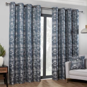  Palma Silver Ready Made Eyelet Curtains