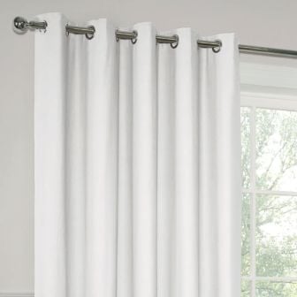 Paros White Blackout Ready Made Eyelet Curtains