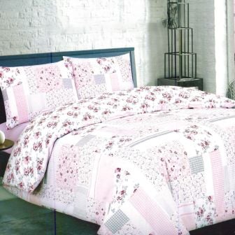 Patchwork Pink Luxury Cotton Rich Duvet Cover Set