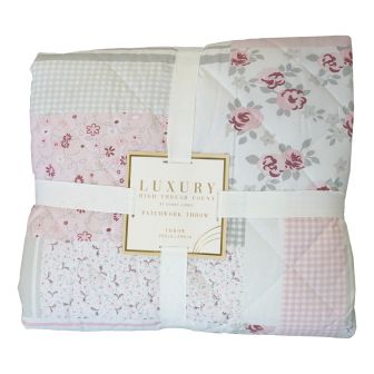 Patchwork Pink Quilted Bedspread 200x200cm