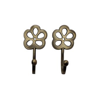 Petal Antique Brass Hook Pair