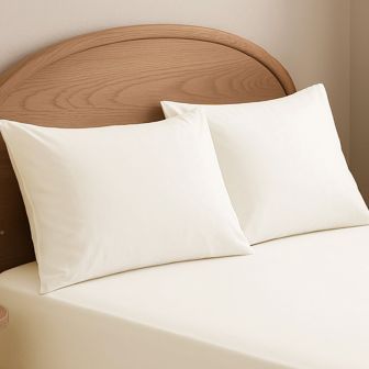 Hotel Collection 100% Cotton Cream Pillowcase Pair