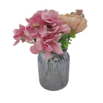 Pink & Cream Flowers in Glass Vase