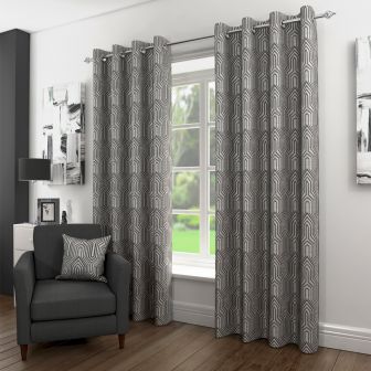 Olympus Silver Ready Made Eyelet Curtains