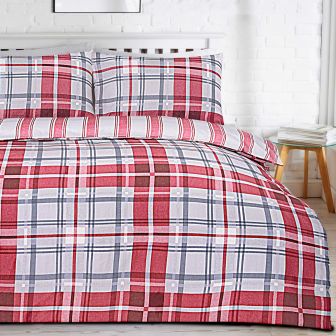 Hamish Red Cotton Rich Duvet Set