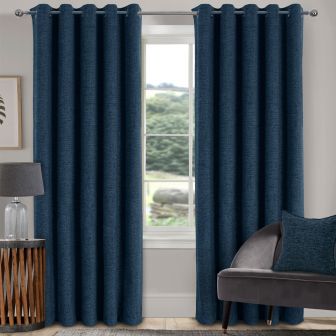 Wexford Navy Ready Made Eyelet Curtains