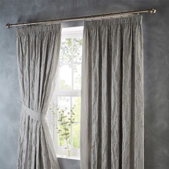 Oak Tree Silver Pencil Pleat Curtains