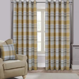 Oban Ochre Ready Made Eyelet Curtains