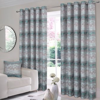 Heritage Teal Ready Made Eyelet Curtains