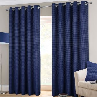 Ravello Navy Ready Made Eyelet Curtains