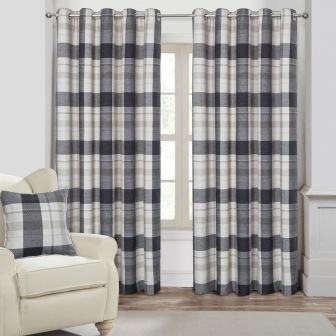 Oban Charcoal Ready Made Eyelet Curtains
