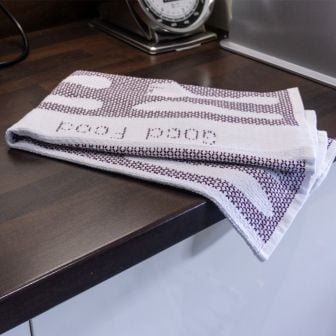Good Food Good Mood Purple Tea Towel