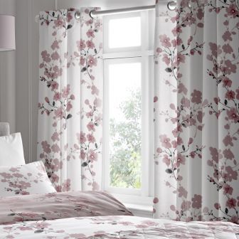 Nadia Blush Ready Made Eyelet Curtains