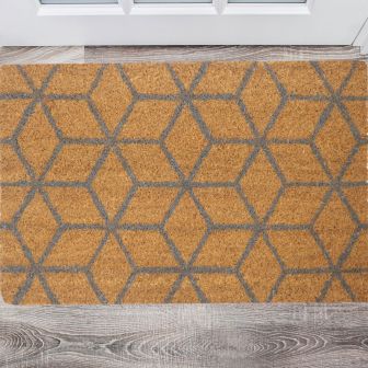 Geometric Stencilled Coir Door Mat