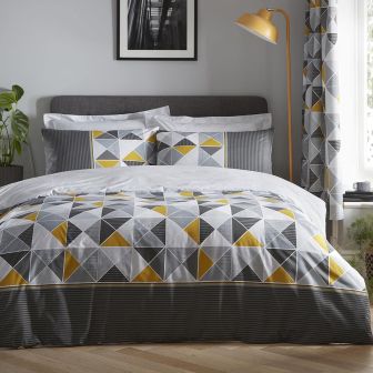 Prisma Grey & Ochre Cotton Mix Duvet Set