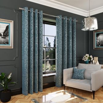 Phuket Teal Ready Made Eyelet Curtains