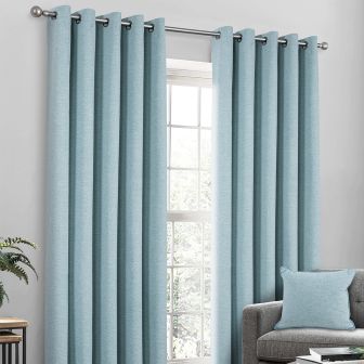 Quebec Blue Blackout Ready Made Eyelet Curtains