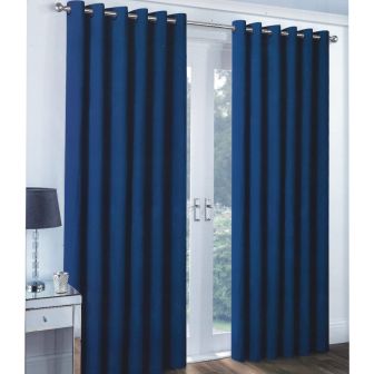 Riga 90" x 90" Navy Ready Made Eyelet Curtains