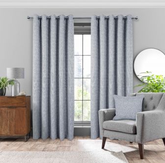 Rimini Silver Blackout Ready Made Eyelet Curtains