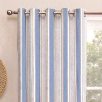 Rowan Blue Ready Made Eyelet Curtains