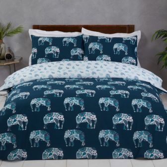 Elephant Teal Cotton Mix Duvet Set