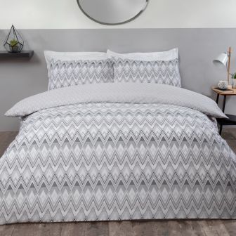 Zig Zag Geo Monochrome Cotton Mix Duvet Set