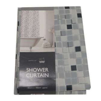 Shower Curtain Black and White Mosaic