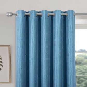 Serene Blue Blackout Ready Made Eyelet Curtains