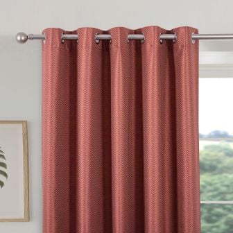 Serene Coral Blackout Ready Made Eyelet Curtains