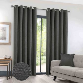  Serene Charcoal Blackout Ready Made Eyelet Curtains