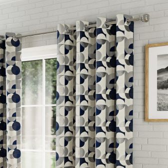 Sphere Navy Ready Made Eyelet Curtains