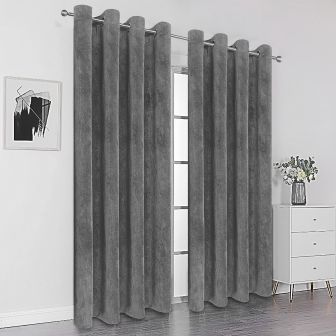 Stratford 90" x 90" Grey Ready Made Eyelet Curtains