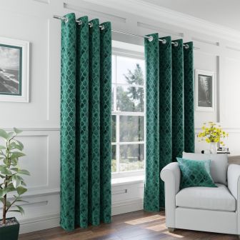 Taj Green Eyelet Curtains