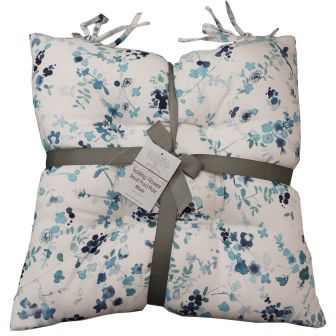 Trailing Flower Blue Seat Pad Pair