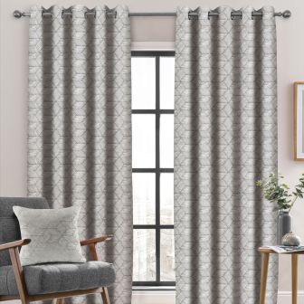 Tyler Silver Ready Made Eyelet Curtains