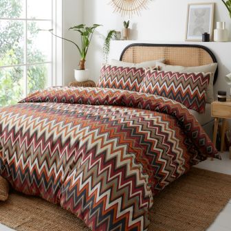 Tyler Terracotta Cotton Mix Duvet Cover Set