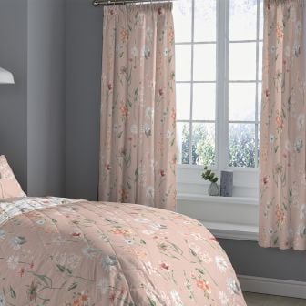 Verity Coral Pencil Pleat Curtains 66" x 72"